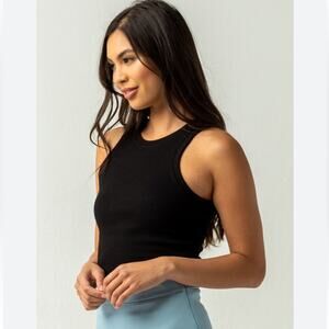 Destined from Tilly's Ribbed High Neck Black Tank Top Size Small